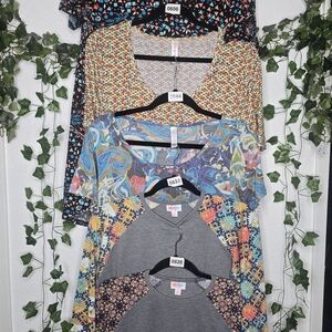 LuLaRoe (5) Short Sleeve Tops with Vibrant Patterns
